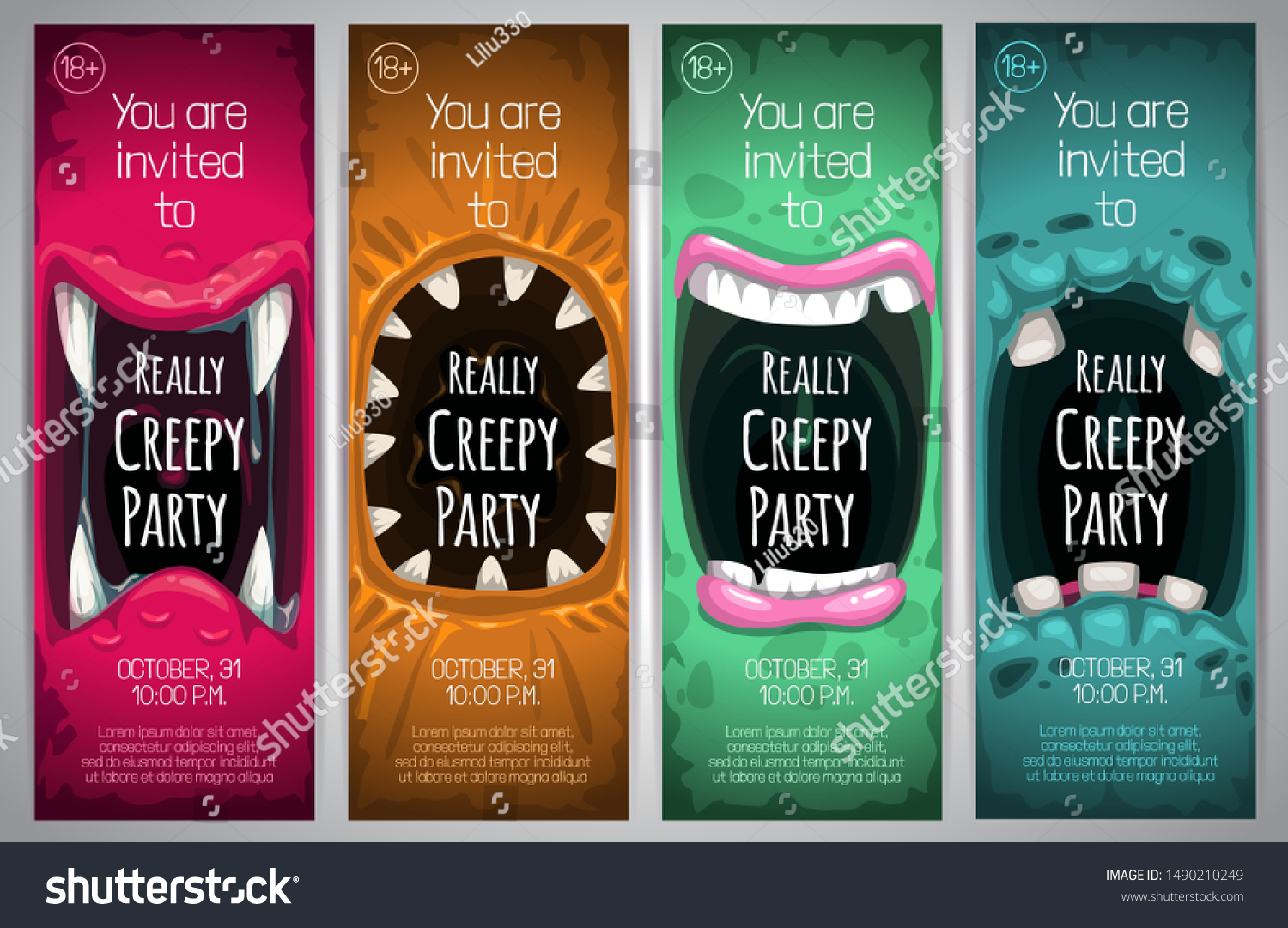 stock-vector-halloween-vertical-banners-with-creepy-monster-mouth-vector-invitation-tickets-templates-1490210249