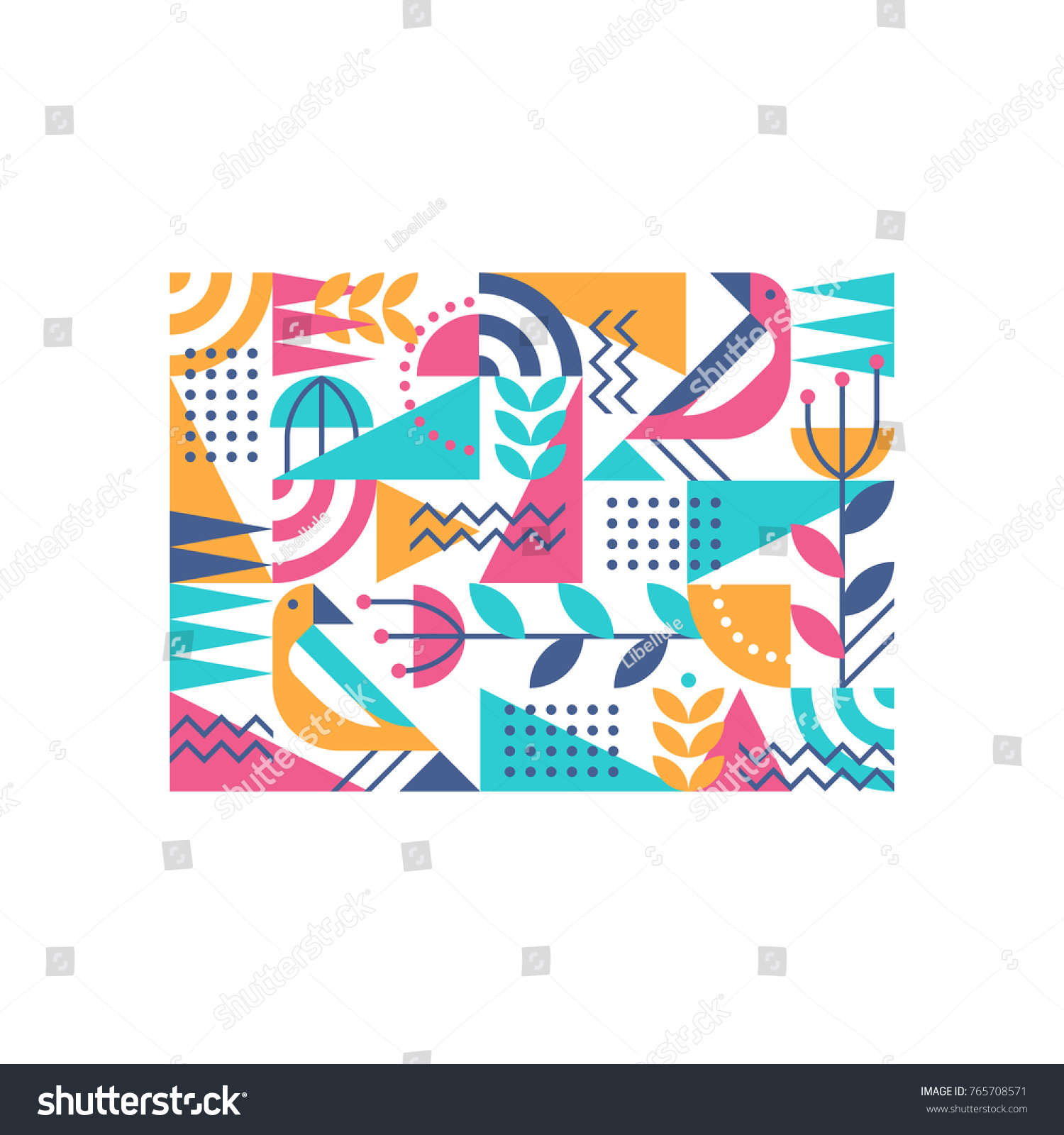 stock-vector-ornamental-flat-design-spring-nature-concept-summer-poster-with-floral-elements-geometrical-765708571