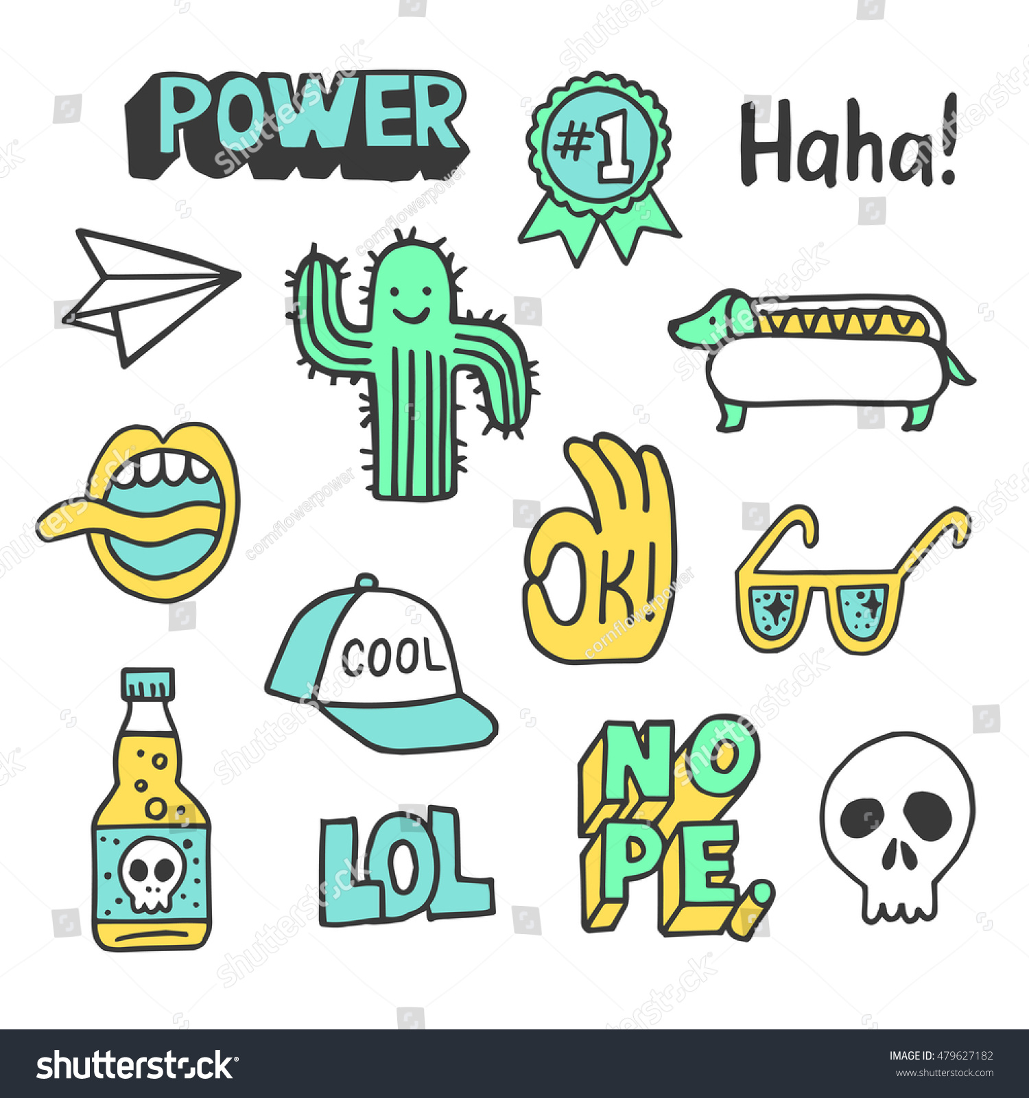 stock-vector-set-of-stickers-pins-patches-and-handwritten-lettering-collection-in-cartoon-style-vector-479627182